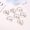 Bungsa® Letter Ring, Silver with Crystals, Bendable Finger Ring /