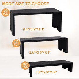 Varbonia 6-Piece Wood Display Risers Set - 2 x 3-Tier Rectangular Stands, Layered Aesthetic Shelves for Cupcakes, Jewelry, Craft Displays, Ideal for Funko Pops