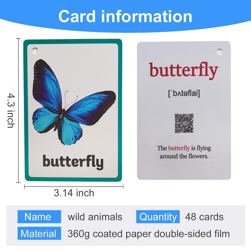 Wild Animals&Insects,Farm Animals 2 Sets of English Flash Cards Kids