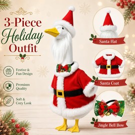 23" Christmas Porch Goose Outfits, Santa Goose Clothes with Bowtie