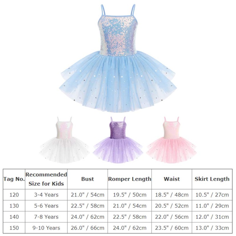 IWEMEK - Abito da Balletto per Bambina con Tutu, senza