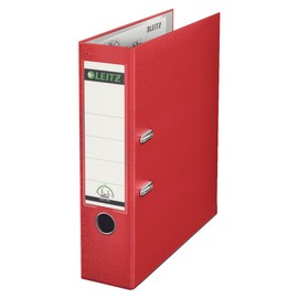 Leitz Plastic Lever Arch File, 90 Percent Recycled Card, 30 Percent Pre-consumer Recycled Plastic, With Thumbhole and Rado Rings, 80mm Spine 600 Sheet Capacity, Red, 10101025
