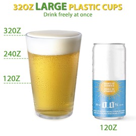 HIGIINC 32 OZ Large Plastic Cups Reusable，Shatterproof Drinking Glasses, Stackable Glasses Drinking Set, Plastic Cups for Kitchen,Poolside,Party, House,BPA-Free,Dishwasher Safe,Sets of 6