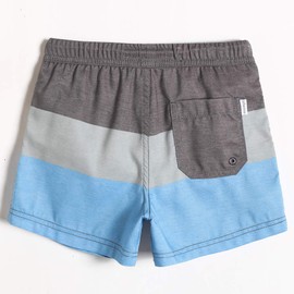 MaaMgic Small Boys' Swimming Shorts Quick-Drying Board Shorts with Mesh Lining Pockets and Adjustable Drawstring Reusable, New Grey Blue