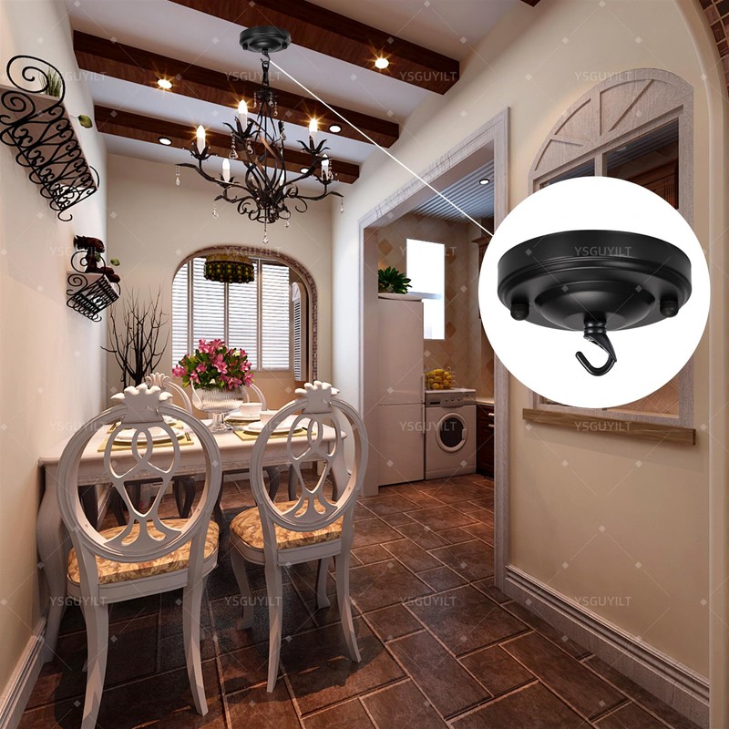 YSGUYILT Ceiling Rose with Hooks Ceiling Canopy Black Metal Canopy