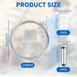 2PCS Premium Stainless Steel Bike Brake Inner Cables, 1.7M Professional Bicycle Brake Line Set for Mountain Bike and Road Bike, Includes Cable Tips and O-Rings for Easy Installation