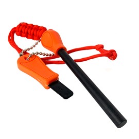 Ferro Rod Fire Steel & Striker | Military NATO Style | Fire Striker | Flint Fire-Starting | Bushcraft, Camping, Backpacking (Black)