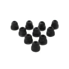 5 Pairs of Double Flange Replacement Earbud Tips fit Powerbeats, LG, Symphonized, iFrogz, Mpow, SkullCandy, Panasonic Headphones (Black)