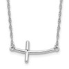 Diamond2Deal Sterling Silver Rhodium-plated Large Sideways Curved Cross Necklace