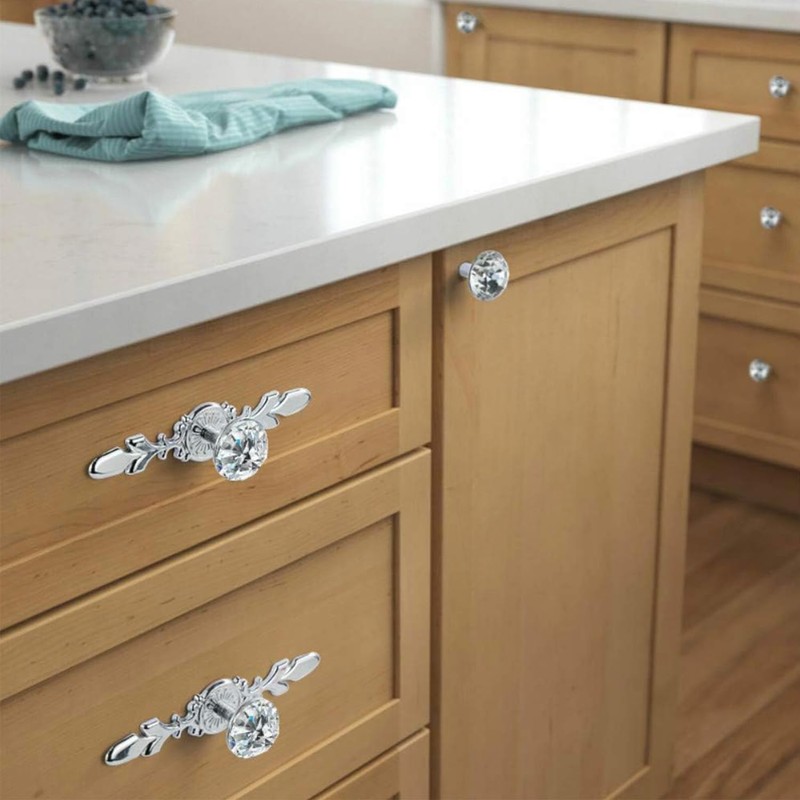 5 Pack Crystal door handles, handles for cupboards draws, Drawer