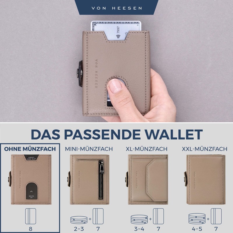 VON HEESEN Credit Card Holder Credit Card Holder, taupe, Without