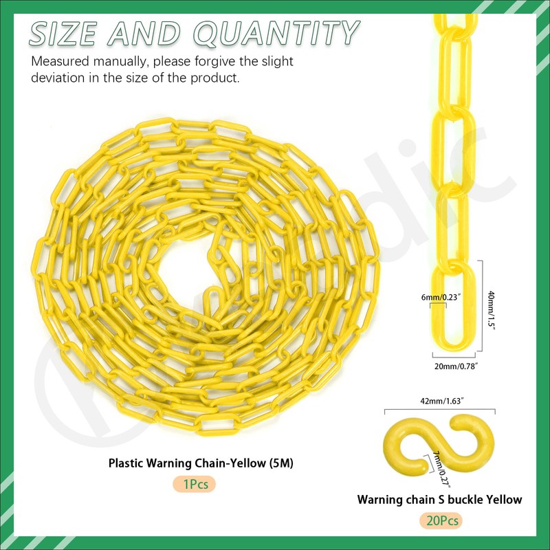 Keadic 5M 21PCS Plastic Fence Chain Plastic Warning Chain Chain