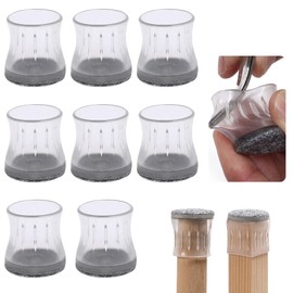 Furnigear Chair Leg Floor Protectors Chair Leg Caps Chair Leg Protectors for Hardwood Floors Silicone Chair Leg Covers 8 Pack Transparent