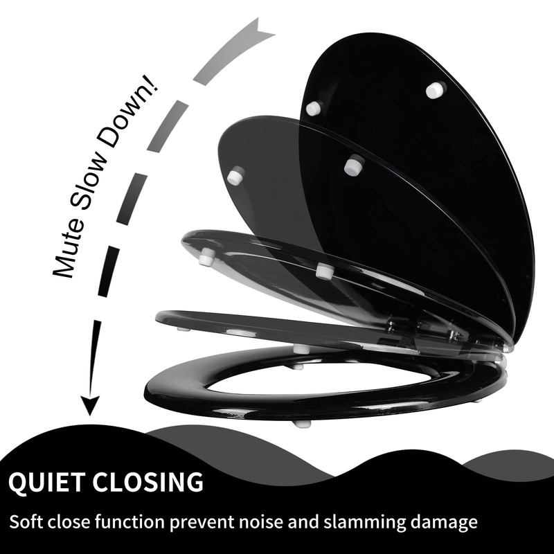 Angel Shield Toilet Seat with Zinc Alloy Hinges Quiet-Close Quick-Release