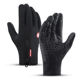 Winter Gloves for Men & Women, Waterproof Touch Screen Anti-Slip Gloves Windproof Thermal Sports Gloves for Running Cycling Hiking Driving Climbing (Black, L)