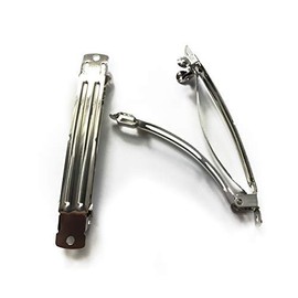 MAHAVIMOKSA 50pcs 80mm/3.15" Silver Tone Metal French Style Barrette Hair Clip for DIY Craft