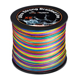 RUNCL Braided Fishing Line, 8 Strand Abrasion Resistant Fishing Line Braid, Super Durable, Smooth Casting, Zero Stretch, Smaller Diameter, Hi Vis, 328-1093 Yards, 12-100LB(25LB,546yds)