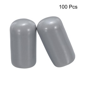 QUARKZMAN Pack of 100 Rubber End Caps 10 mm (3/8 Inch) ID Vinyl PVC Round Tube Bolt Cap Cover Protectors for Screw Thread Grey