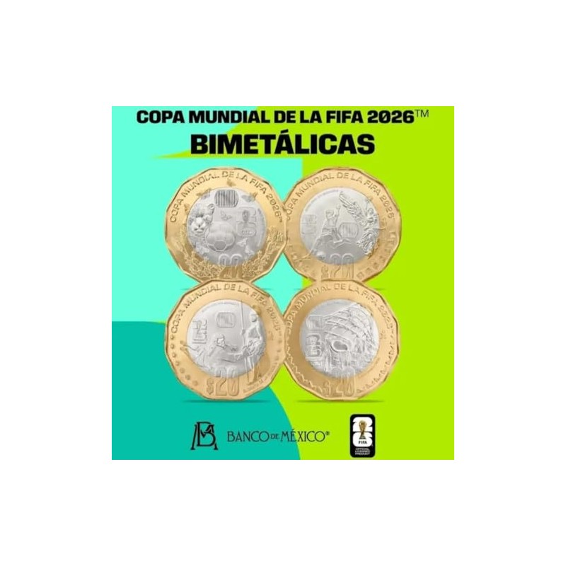 Genérico Set de 4 Distintas Medallas Conmemorativas Mexico 20 Pesos
