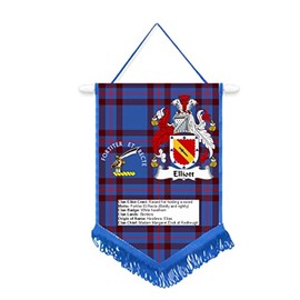 Elliott Scottish Clan Scotland Car/Wall Pennant With Blue Border Great Souvenir