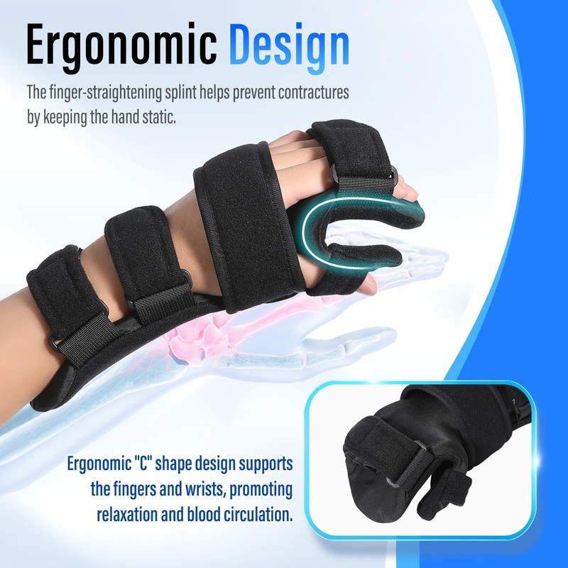 Resting Hand Splint with Finger Separators - Hand Brace for