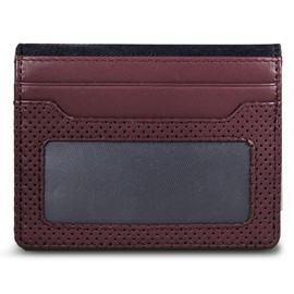 Nautica Men's Slim Wallet | Card Case | RFID Blocking | ID Window | Minimalist | Lightweight | Leather, Perforated-Zinfandel, One Size