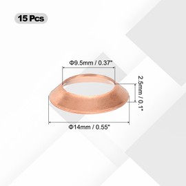 PATIKIL フ レアガスケット 15個 適合9.5 mmチューブサイズ 45度銅フ レアパイプ継手 エアコン冷蔵アクセサリー用