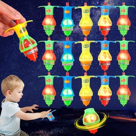 Pack of 15 LED Spinning Tops for Children, Luminous Spinning Tops, Ejectable Spinning Tops with Light, Desktop Gyro, Luminous Toy, Toy Spinning Top for Children Party Favours, Children's Birthday,