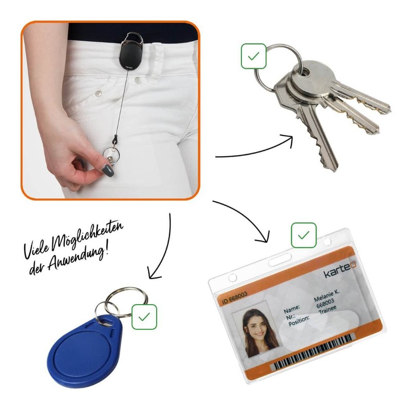 Karteo ID Card Holder Black Extendable [Pack of 1] ID