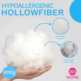 I&S Home 200g Hollowfiber Toy Stuffing Filling - High Grade Multipurpose Toy Stuffing for Knitted Toys – Hypoallergenic Polyester Stuffing for Crochet,Cushions, Pillows,Pet Bed,Teddy Bear (200 grams)