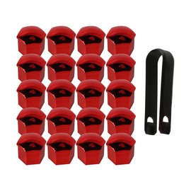 WANGCL 20 Stück Auto-Radmutterkappen, Universelle Außenabdeckung Für Auto-Nabenschrauben, Staubdichter Felgenschutz Mit Clip, Beschichtung Rot, 21 Mm