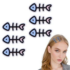 6 Pcs Plastic Fish Bone Shape Hair Clips Cartoon Small Fish Bone Barrettes Beach Metal Hairpins Non Slip Bangs Headwear for Women Summer Cute Hairstyle Clips
