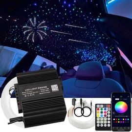 AMKI 450pcs 0.03in 9.8ft Twinkle Starlight Headliner Kit, Updated 2 in 1 Twinkle+Meteor Fiber Optic Light Box RGBW Sound Activated Mode for Car& Home Decoration, 240pcs Pure White Shooting Star