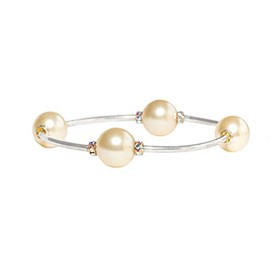 Made As Intended the Blessing Bracelet - 12MM Light Gold Pearls with Crystal Accents, Large Size