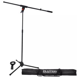 Clutch Pro Audio DJ Microphone Boom Stands w Black XLR Cables, Clips & Bags 4 Pack