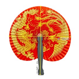 Bestage 10 Pcs Chinese New Year Decorations 2025 Paper Fans Chinese Dragon Phoenix Fan Oriental Japanese Round Handheld Folding Fan for Chinese Wedding Party Birthday Festival Favors Decorations