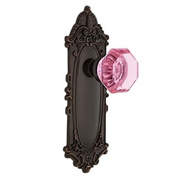 Nostalgic Warehouse 725257 Victorian Plate Privacy Waldorf Pink Door Knob in Timeless Bronze, 2.375
