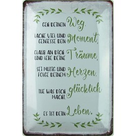 mrdeco Metal Sign 20 x 30 cm Curved geh deinen Weg lache viel Metal Decorative Tin Sign