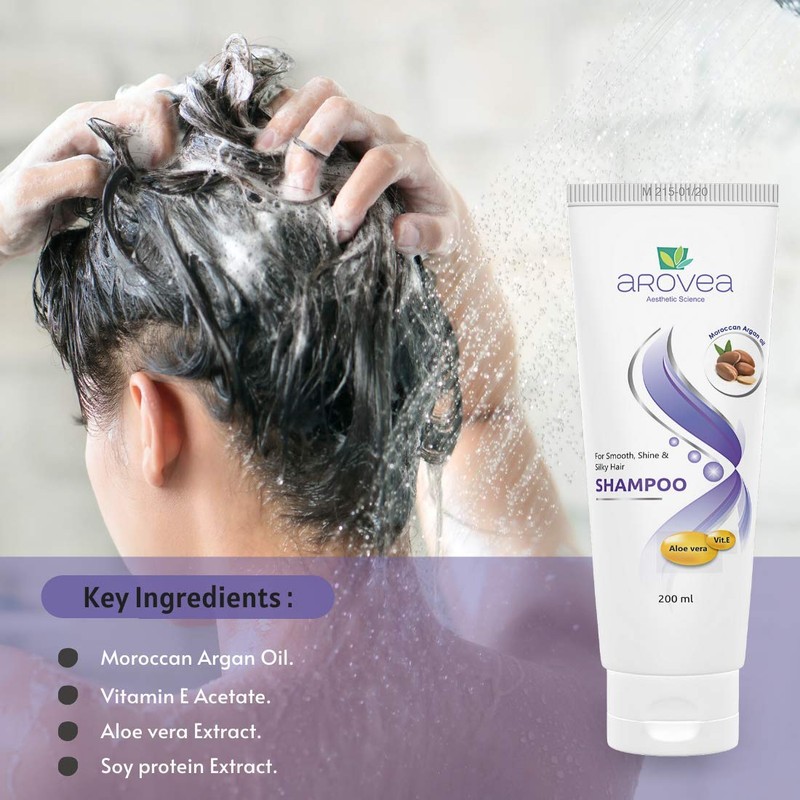 AROVEA Moroccan Argan Oil Shampoo for Smooth, Shine and Silky