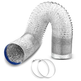 WDERAIR 4-Inch Aluminum Flexible Dryer Vent Hose Duct, 10FT HVAC Ducting for Exhaust Ventilation Projects, Includes 2 Stainless Steel Clamps-D120