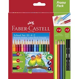 FABER-CASTELL 201597 - Buntstifte Set Colour Grip dreikant, 24-teilig, inkl. Bleistifte, für Kinder und Erwachsene