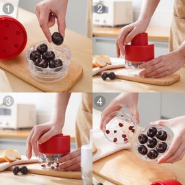 Cherry Pitter - Olive Pitters Tool Pit Remover, 7 Hole Multiple Seed Remover Quick Push Pull Multi Cherry Core Portable Saving Design Fruit Corer for Kitchen Home Party Red