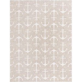 Unique Loom Outdoor Coastal Collection Area Rug - Ahoy (9' x 12' 2" Rectangle, Gray/ Ivory)