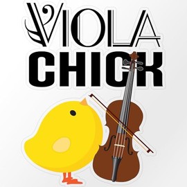 CafePress Viola Chick Music Gift Large Die Cut Sticker, 8.75" x 8.75" Clear