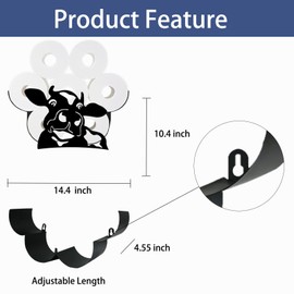 Cow Toilet Tissue Holder,Animal Paper Holders,Decorative Metal Papers Holder,Funny Toilet Animal Storage for Bathrooms,Bathroom Paper Organizer for Extra 8 Rolls Wall Mounted Art Decor