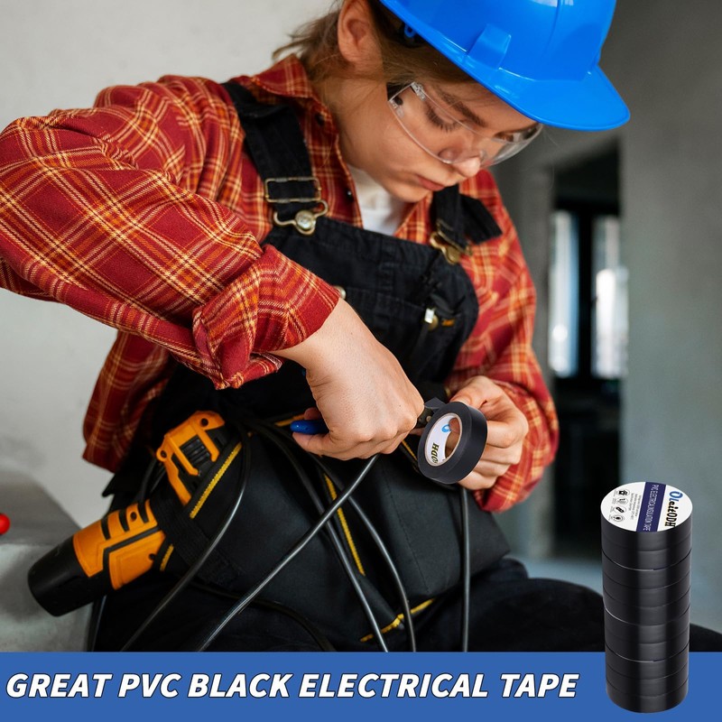 100 Rolls Black Electrical Tape Bulk 3/4 Inch x 66ft,