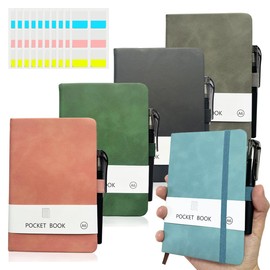 XingyLi 5 Pack A6 Pocket Notebook, Portable Small Hardback Journal Notebooks with Pen Holder and 80Gsm Lined Paper, 200 Pages/100 Sheets A6 Mini Notepad Note Book Notes Diary Pads, 10 x 14.5cm