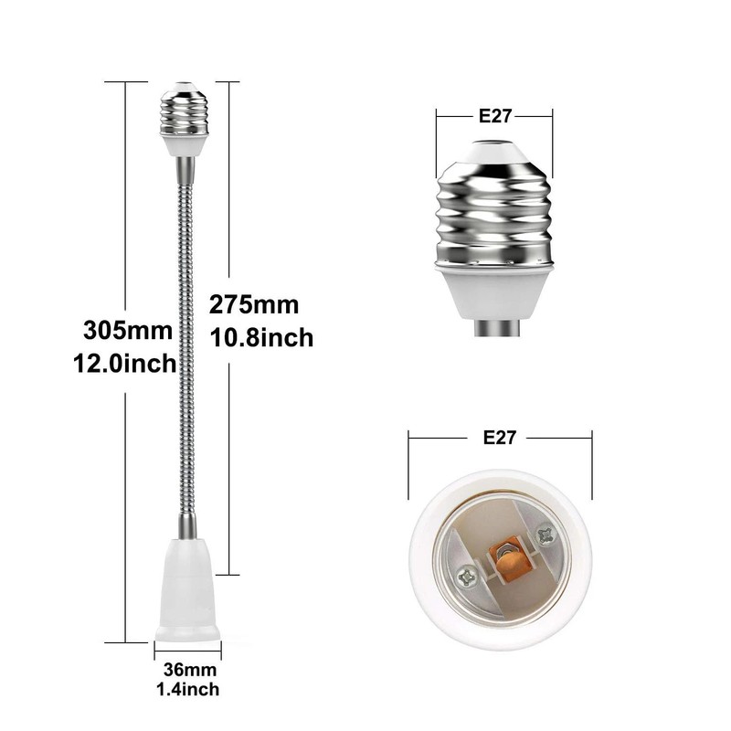 Light Bulb Extender Socket (2-Pack), 30 CM 12 Inch Socket