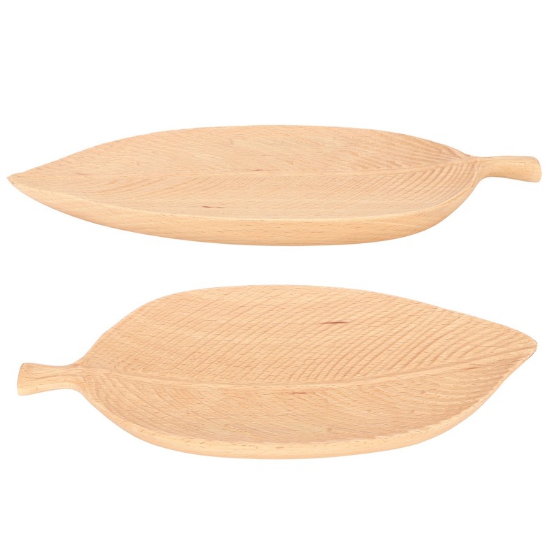 Leaf Shape Wood Plate Storage Trays Tea Tray Dessert Dinner