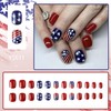 4th of July Press on Nails Short Square Fake Nails